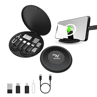 All In One Data Cable Set ? 6-in-1 Universal Charging Cable Kit with Type-C, Micro USB, Lightning | Compact Travel Organizer with SIM Ejector & Storage Box