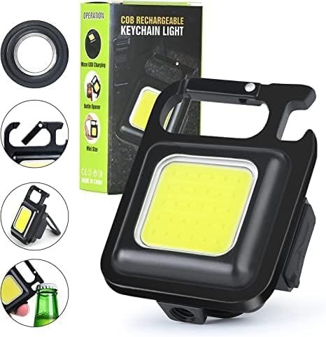 Rechargeable LED COB Keychain Light ? Ultra Bright Mini Flashlight with USB Charging, Bottle Opener & Magnet | Compact Emergency Torch for Camping, Hiking & Keyring Use