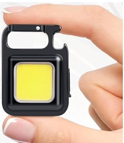 Rechargeable LED COB Keychain Light ? Ultra Bright Mini Flashlight with USB Charging, Bottle Opener & Magnet | Compact Emergency Torch for Camping, Hiking & Keyring Use