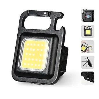 Rechargeable LED COB Keychain Light ? Ultra Bright Mini Flashlight with USB Charging, Bottle Opener & Magnet | Compact Emergency Torch for Camping, Hiking & Keyring Use