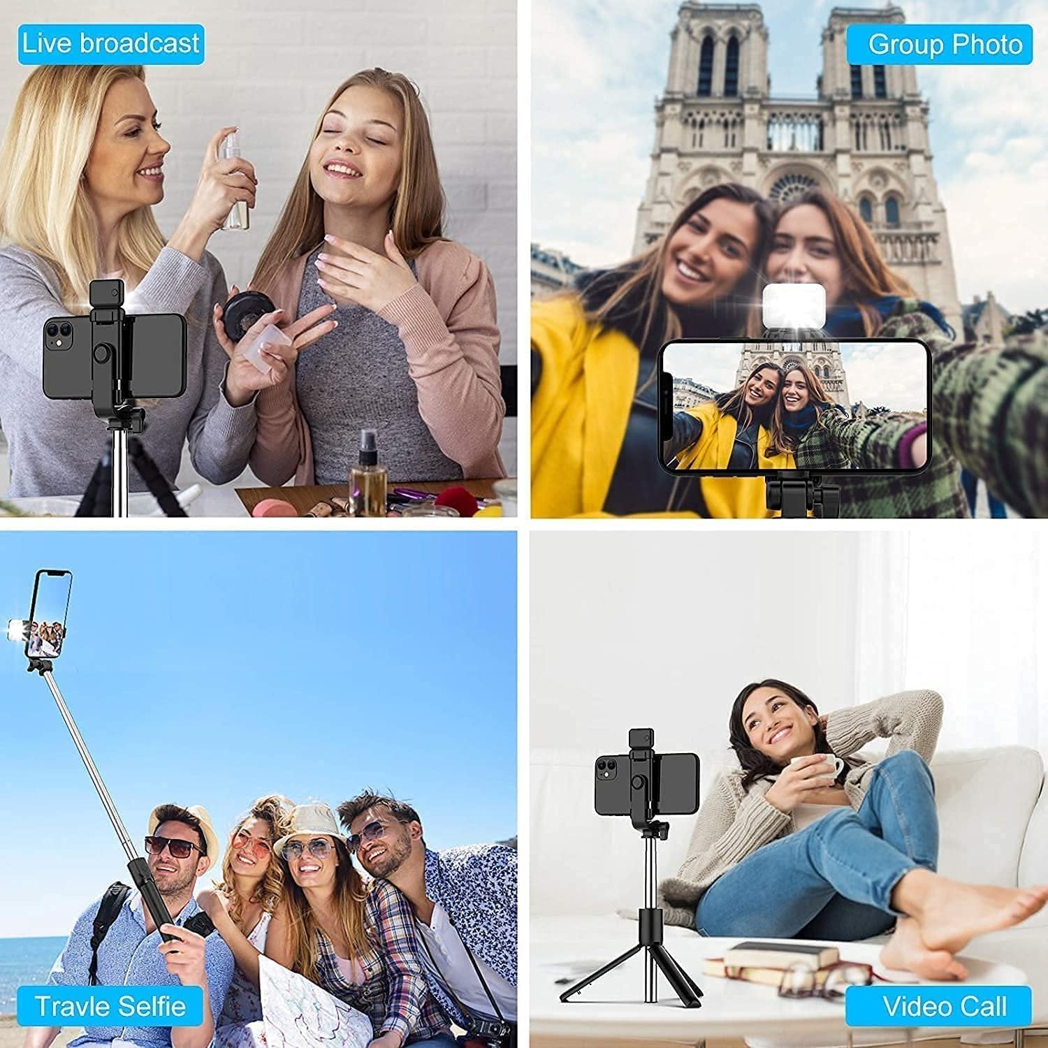 Selfie Stick R1S | Extendable Bluetooth Tripod with Remote Shutter & 360? Rotation | Compact Foldable Selfie Stick for Smartphone & Action Cameras