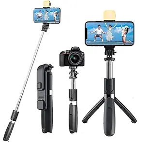 Selfie Stick R1S | Extendable Bluetooth Tripod with Remote Shutter & 360? Rotation | Compact Foldable Selfie Stick for Smartphone & Action Cameras