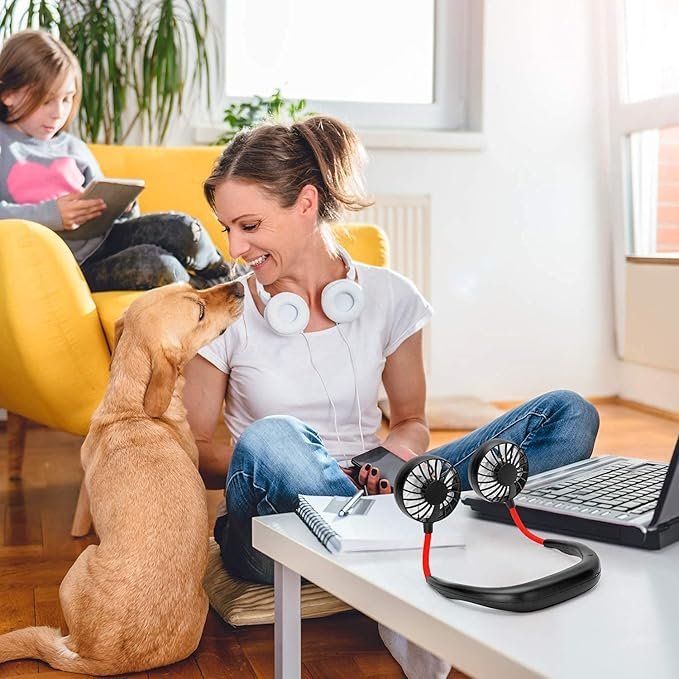 Neck Fan ? Portable Hands-Free Bladeless Fan with 3 Speed Settings ? USB Rechargeable Wearable Personal Fan for Travel, Office & Outdoor Use