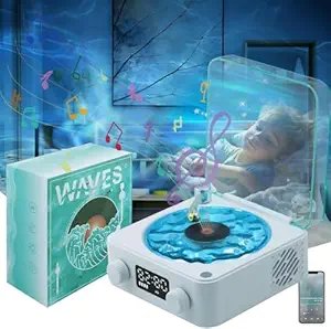 Ocean Wave Gramophone Light Speaker ? 3-in-1 Bluetooth Speaker with LED Ambient Light & Vintage Design ? Wireless Music Player for Home, Bedroom & Gifting