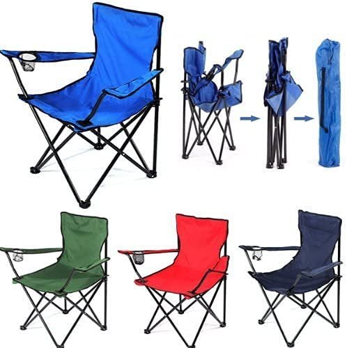 Folding Camping Chair with Cup Holder ? Portable Outdoor Chair with Carry Bag, Heavy-Duty Steel Frame, Comfortable & Lightweight for Camping, Hiking, Beach, Fishing & Travel