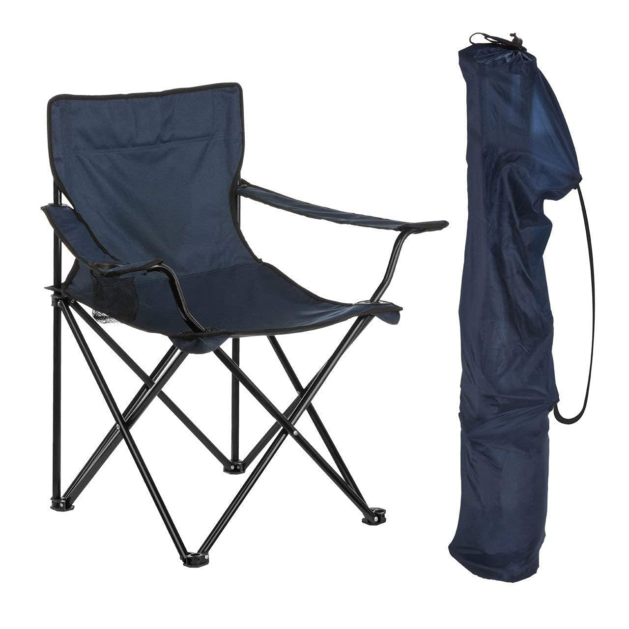 Folding Camping Chair with Cup Holder ? Portable Outdoor Chair with Carry Bag, Heavy-Duty Steel Frame, Comfortable & Lightweight for Camping, Hiking, Beach, Fishing & Travel