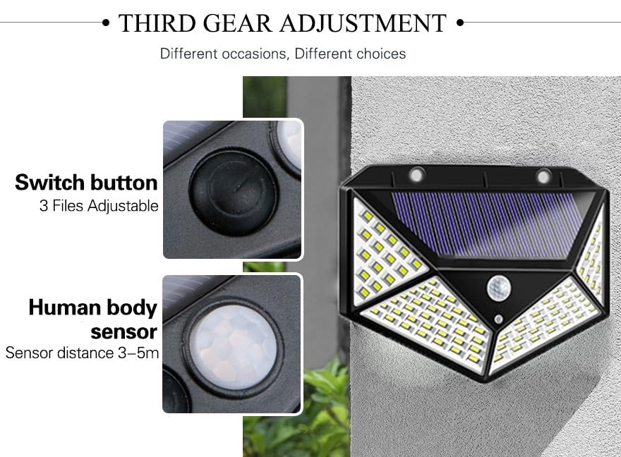 LED Solar Lights Outdoor ? Waterproof Motion Sensor Wall Lights with Auto On/Off, Solar-Powered Security Lights for Garden, Yard, Pathway, Fence & Patio (Pack of 4)