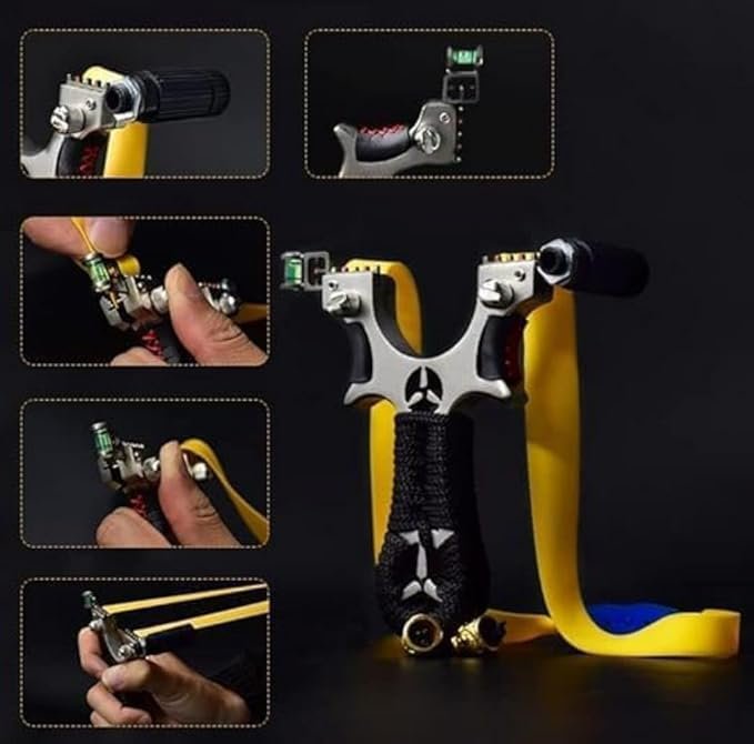 Laser Metal Slingshot ? Heavy Duty Stainless Steel Slingshot with Laser Sight, High Precision Outdoor Hunting & Target Practice Catapult for Adults