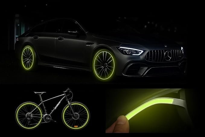 20 Pcs Reflective Tyre Stickers ? Waterproof Rim Tape for Car & Bike Wheels, High-Visibility Night Safety Decals, Universal Fit for Rims