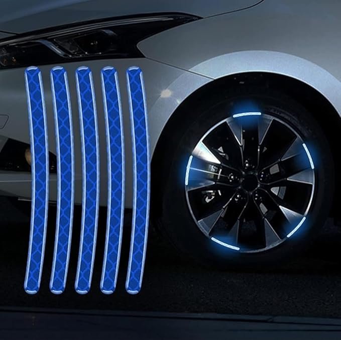 20 Pcs Reflective Tyre Stickers ? Waterproof Rim Tape for Car & Bike Wheels, High-Visibility Night Safety Decals, Universal Fit for Rims