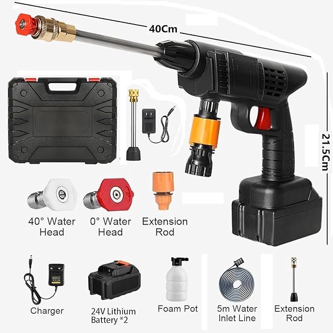 High Pressure Car Washing Gun ? Cordless Power Washer with Single Rechargeable Battery, Portable Jet Spray for Car, Bike, Home & Outdoor Cleaning