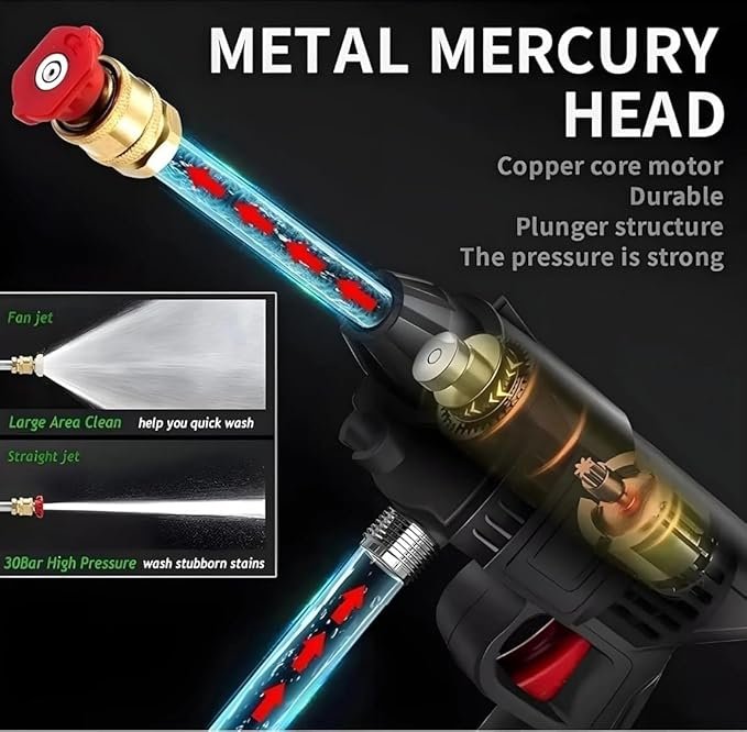 High Pressure Car Washing Gun ? Cordless Power Washer with Single Rechargeable Battery, Portable Jet Spray for Car, Bike, Home & Outdoor Cleaning