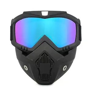 Motorcycle Goggle Mask ? Detachable Windproof Face Mask with UV Protective Goggles for Riding, Off-Road & Dirt Biking, Adjustable Strap & Ventilation Design
