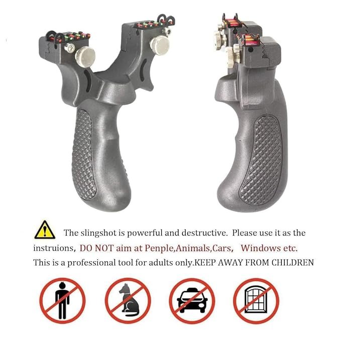 Laser Slingshot for Hunting & Target Practice ? High-Power Stainless Steel Catapult with Laser Sight, Adjustable Bands & Non-Slip Grip