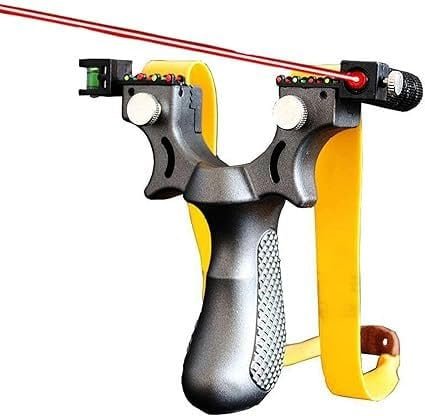 Laser Slingshot for Hunting & Target Practice ? High-Power Stainless Steel Catapult with Laser Sight, Adjustable Bands & Non-Slip Grip