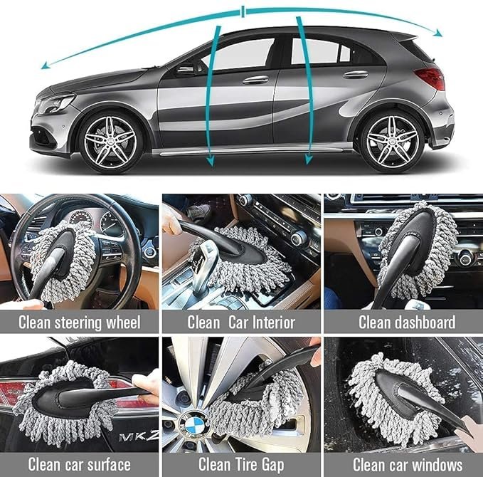 Microfiber Car Duster for Interior & Exterior ? Soft Auto Cleaning Brush for Dust Removal | Lint-Free, Scratch-Free Car Cleaning Tool with Extendable Handle