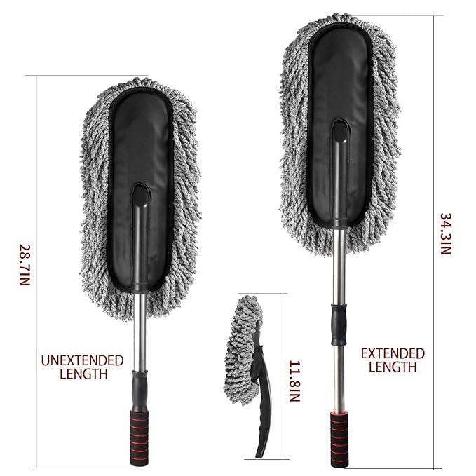 Microfiber Car Duster for Interior & Exterior ? Soft Auto Cleaning Brush for Dust Removal | Lint-Free, Scratch-Free Car Cleaning Tool with Extendable Handle