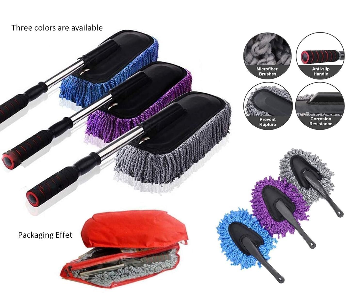 Microfiber Car Duster for Interior & Exterior ? Soft Auto Cleaning Brush for Dust Removal | Lint-Free, Scratch-Free Car Cleaning Tool with Extendable Handle