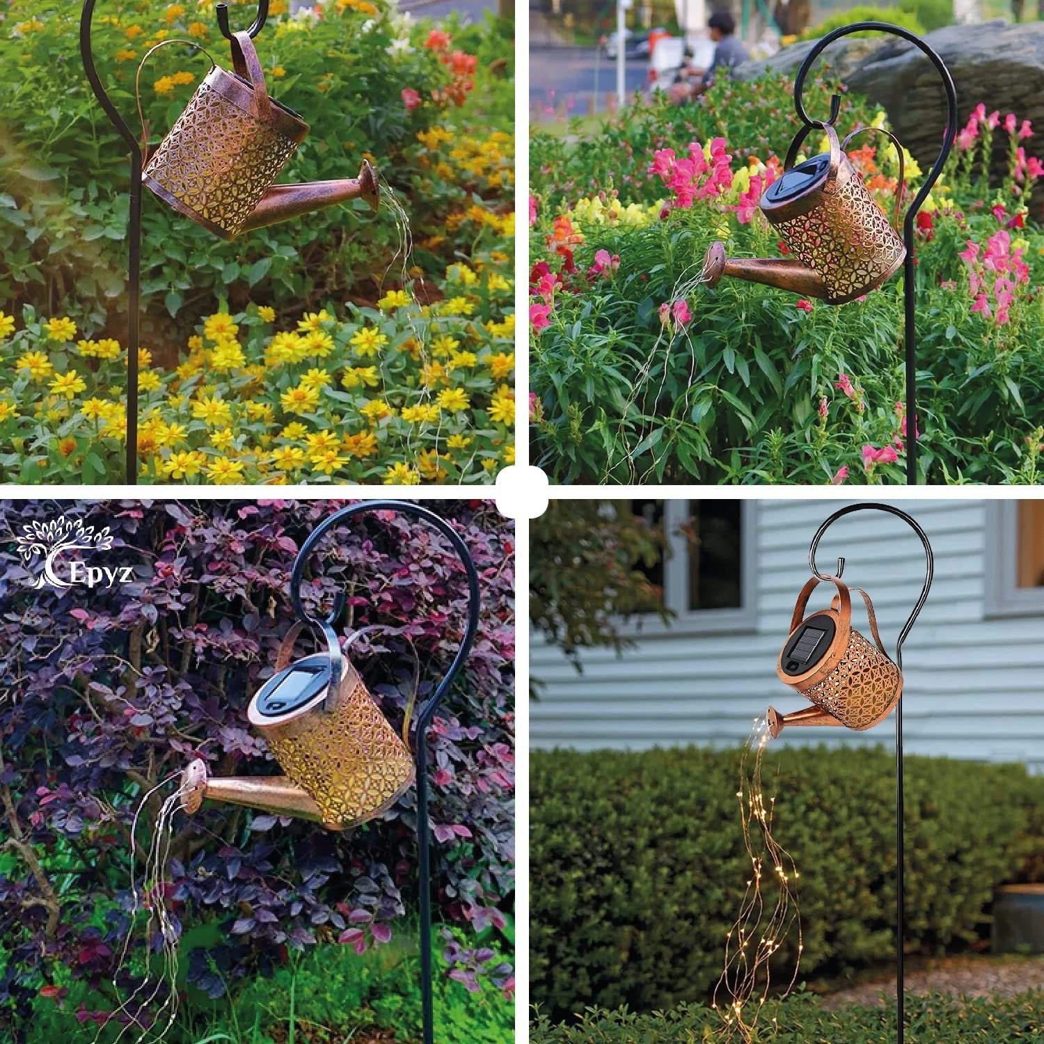 Solar Watering Can Lights ? Decorative LED Garden Light with Waterfall Fairy String Lights | Waterproof Outdoor Solar Lamp for Yard, Patio, Balcony & Lawn Decor