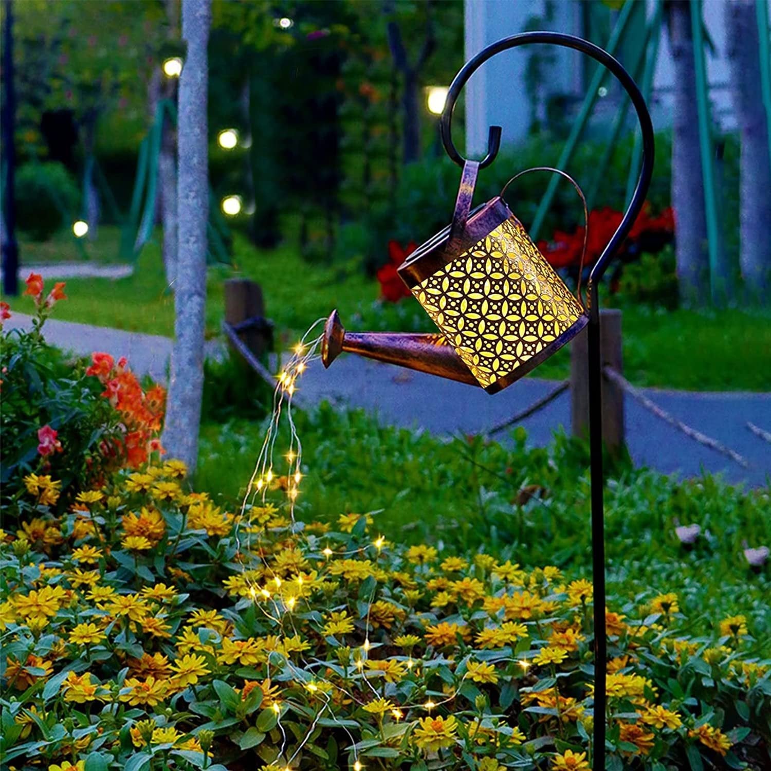Solar Watering Can Lights ? Decorative LED Garden Light with Waterfall Fairy String Lights | Waterproof Outdoor Solar Lamp for Yard, Patio, Balcony & Lawn Decor