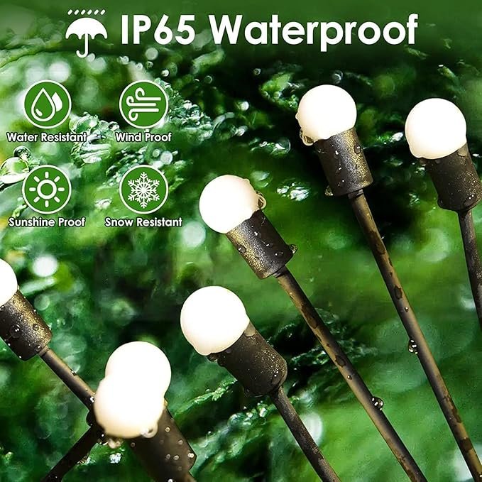 8 LED Solar Powered Firefly Lights ? Swaying Waterproof Garden Pathway Lights | Outdoor Decorative Solar Lamp for Yard, Patio, Lawn & Landscape Decoration