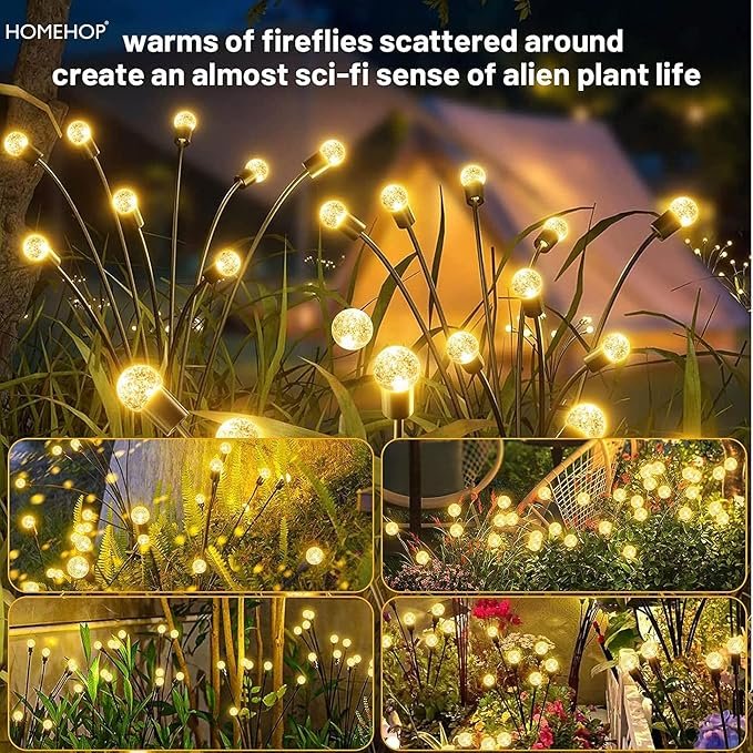 8 LED Solar Powered Firefly Lights ? Swaying Waterproof Garden Pathway Lights | Outdoor Decorative Solar Lamp for Yard, Patio, Lawn & Landscape Decoration
