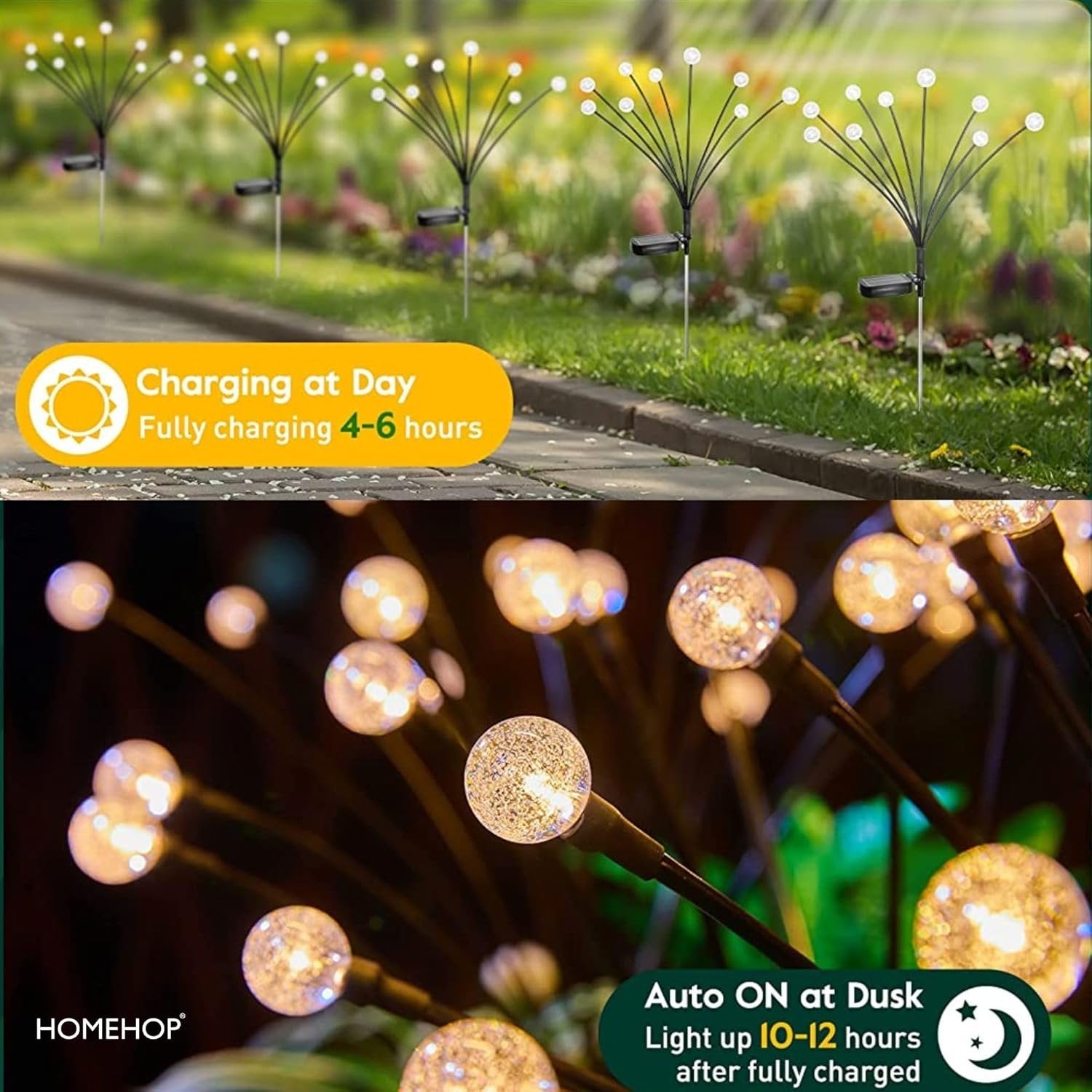 8 LED Solar Powered Firefly Lights ? Swaying Waterproof Garden Pathway Lights | Outdoor Decorative Solar Lamp for Yard, Patio, Lawn & Landscape Decoration