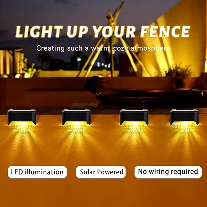 Solar Stair Light ? Waterproof LED Step Light for Outdoor Stairs, Fences, Decks, and Pathways | Solar-Powered Auto On/Off Wall Light for Garden & Yard