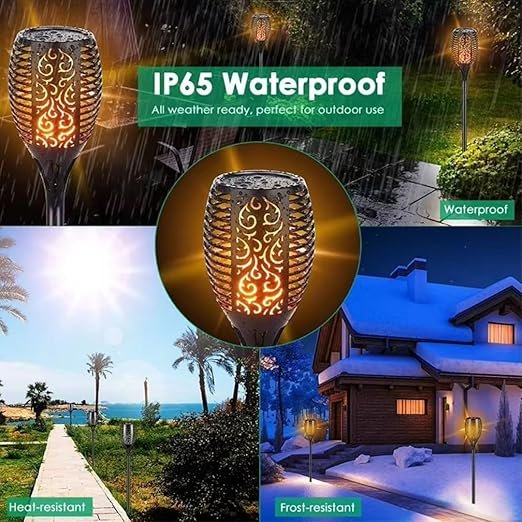 Garden Solar Flame Lights ? Flickering LED Torch Lights for Outdoor Decoration | Waterproof Solar-Powered Flame Lamps for Pathway, Patio, Lawn & Landscape (Pack of 2/4)