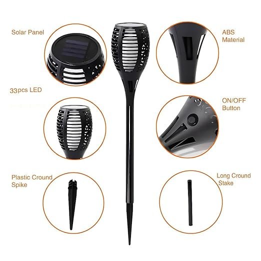 Garden Solar Flame Lights ? Flickering LED Torch Lights for Outdoor Decoration | Waterproof Solar-Powered Flame Lamps for Pathway, Patio, Lawn & Landscape (Pack of 2/4)