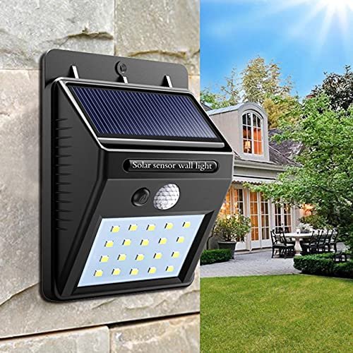 20 LED Motion Sensor Solar Light ? Outdoor Waterproof Wall Lamp with Auto On/Off | Security Solar Lights for Garden, Yard, Garage, Pathway & Entrance
