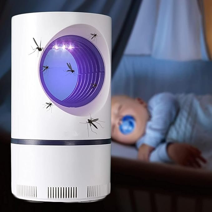 Blue Hole Mosquito Killer Lamp ? USB-Powered 368 nm UV Trap & Silent Fan, Chemical-Free Indoor Insect Control | 360? Attraction & Easy Clean