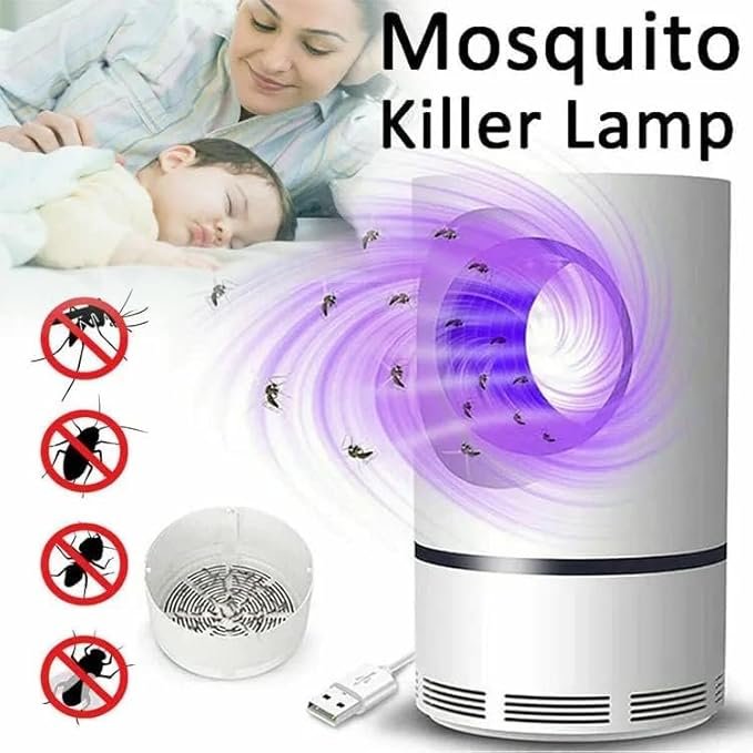 Blue Hole Mosquito Killer Lamp ? USB-Powered 368 nm UV Trap & Silent Fan, Chemical-Free Indoor Insect Control | 360? Attraction & Easy Clean