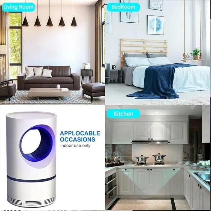 Blue Hole Mosquito Killer Lamp ? USB-Powered 368 nm UV Trap & Silent Fan, Chemical-Free Indoor Insect Control | 360? Attraction & Easy Clean