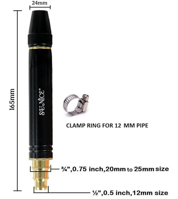 Black High Pressure Water Spray Nozzle ? Adjustable Jet Hose Nozzle for Garden, Car Wash & Outdoor Cleaning | Durable Leak-Proof Trigger Sprayer