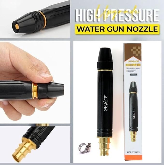 Black High Pressure Water Spray Nozzle ? Adjustable Jet Hose Nozzle for Garden, Car Wash & Outdoor Cleaning | Durable Leak-Proof Trigger Sprayer