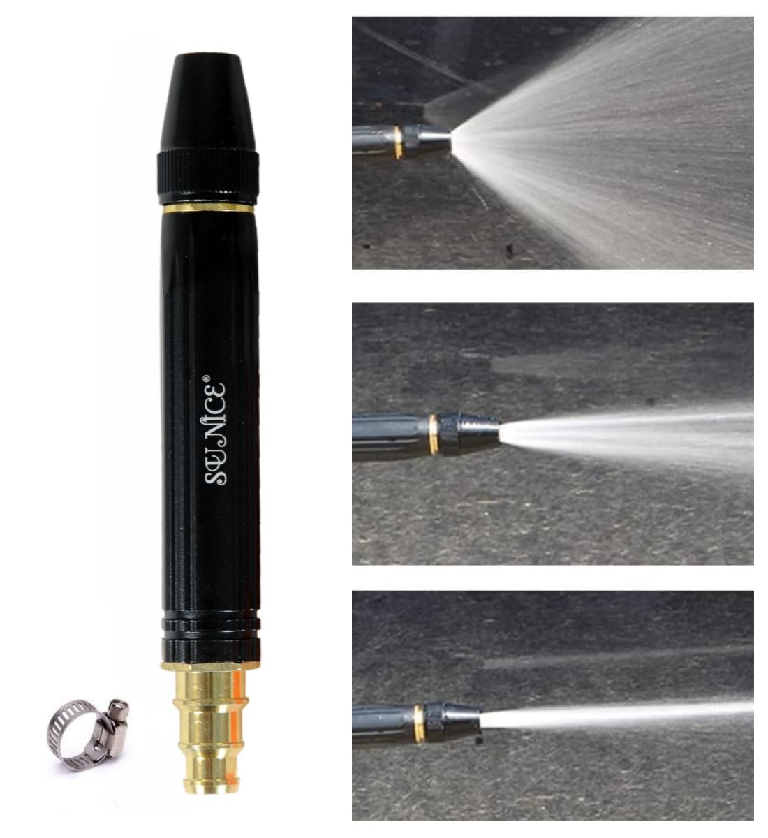 Black High Pressure Water Spray Nozzle ? Adjustable Jet Hose Nozzle for Garden, Car Wash & Outdoor Cleaning | Durable Leak-Proof Trigger Sprayer