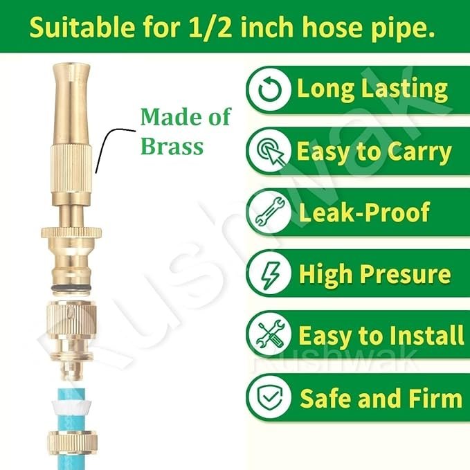 Brass Nozzle Water Spray Gun ? Heavy-Duty Adjustable Garden Hose Nozzle for Car Wash, Plant Watering & Outdoor Cleaning | Leak-Proof Jet Sprayer