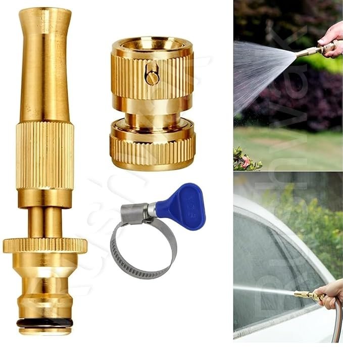Brass Nozzle Water Spray Gun ? Heavy-Duty Adjustable Garden Hose Nozzle for Car Wash, Plant Watering & Outdoor Cleaning | Leak-Proof Jet Sprayer