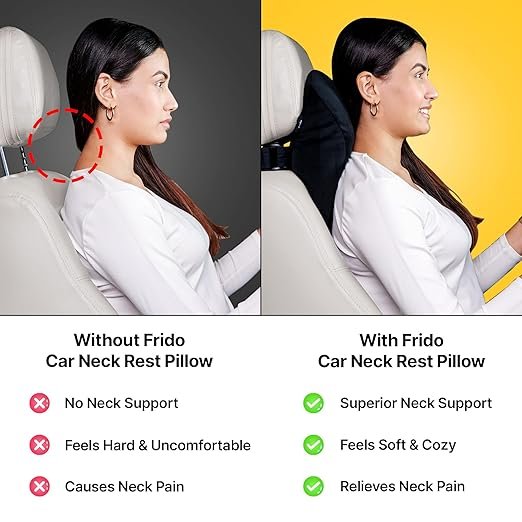 Car Neck Pillow for Driving ? Memory Foam Headrest Support Cushion for Car Seat & Travel | Ergonomic Neck Rest for Pain Relief & Comfortable Long Drives