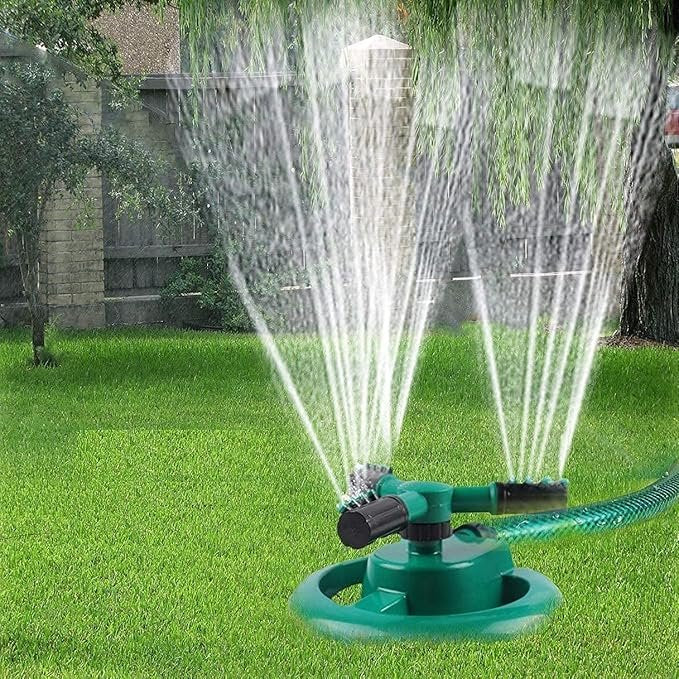 3-Arm Garden Sprinkler | 360? Rotating Lawn Sprinkler for Even Watering | Automatic Adjustable Sprayer for Garden, Yard, Grass & Outdoor Irrigation