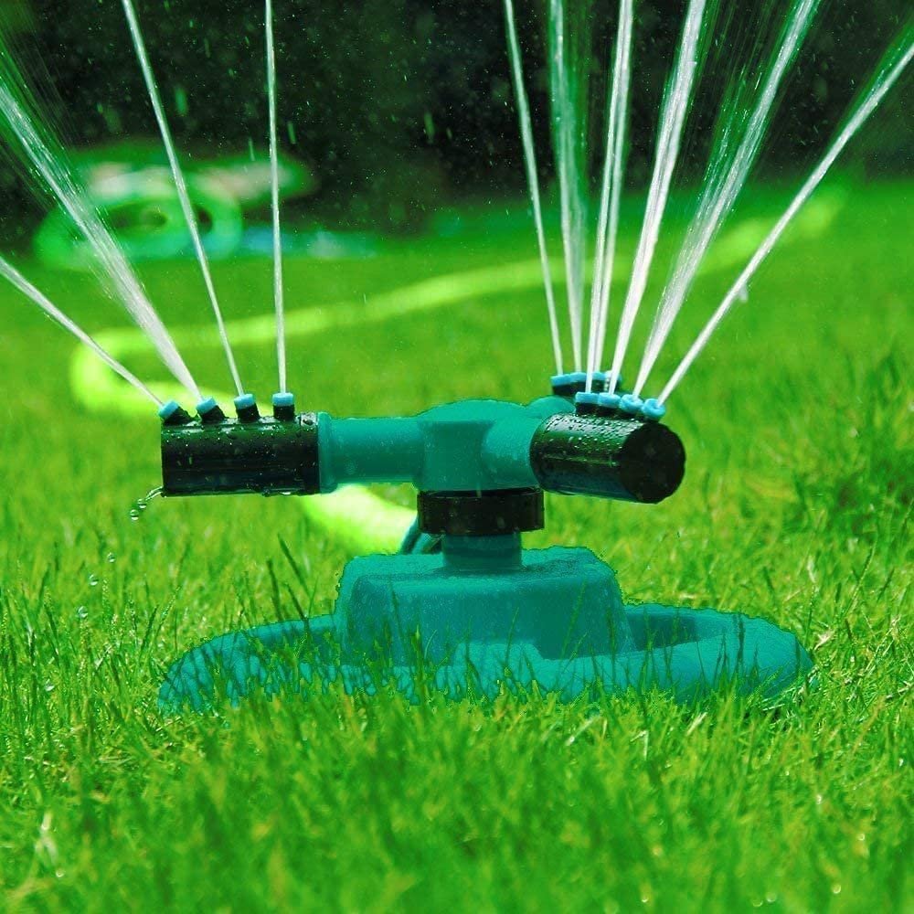 3-Arm Garden Sprinkler | 360? Rotating Lawn Sprinkler for Even Watering | Automatic Adjustable Sprayer for Garden, Yard, Grass & Outdoor Irrigation
