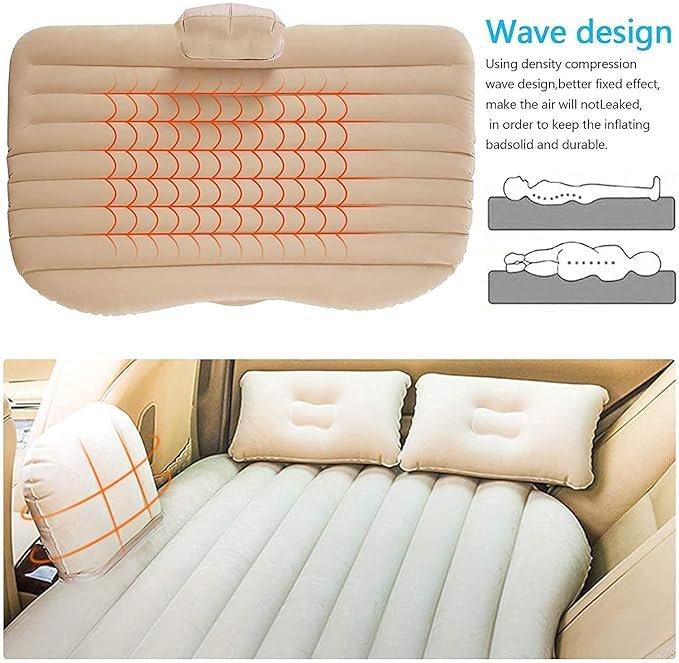 Inflatable Car Bed | Portable Travel Air Mattress with Pump & Pillows | Universal Back Seat Bed for SUV, Sedan & Camping | Comfortable Car Sleeping Mattress