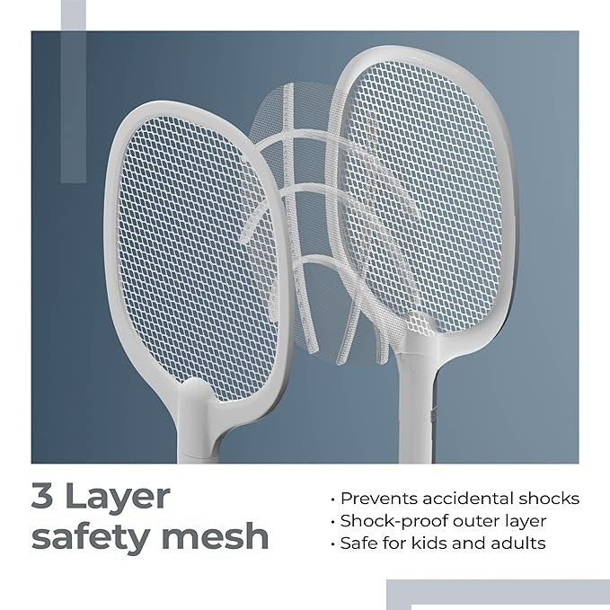 Mosquito Racket | Electric Bug Zapper Swatter with Rechargeable Battery | Portable Mosquito Killer for Indoor & Outdoor Use