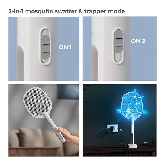 Mosquito Racket | Electric Bug Zapper Swatter with Rechargeable Battery | Portable Mosquito Killer for Indoor & Outdoor Use