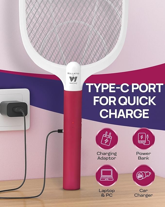 Mosquito Racket | Electric Bug Zapper Swatter with Rechargeable Battery | Portable Mosquito Killer for Indoor & Outdoor Use