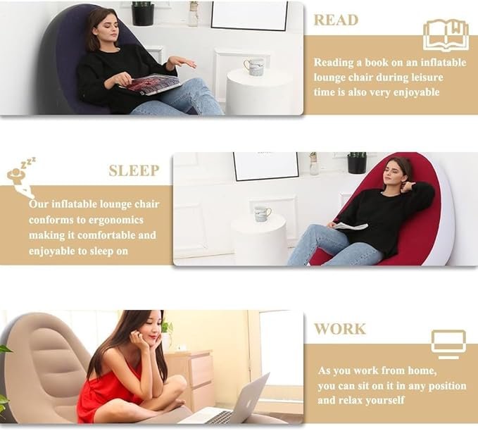 Inflatable Lounge Chair ? Portable Air Sofa Bed with Carry Bag for Outdoor, Camping, Beach & Home ? Waterproof & Lightweight Lazy Air Couch