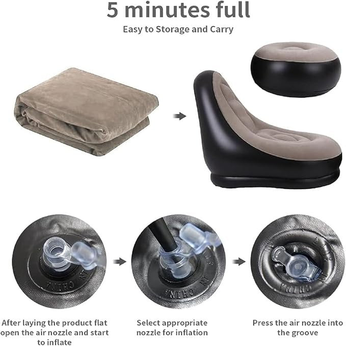 Inflatable Lounge Chair ? Portable Air Sofa Bed with Carry Bag for Outdoor, Camping, Beach & Home ? Waterproof & Lightweight Lazy Air Couch