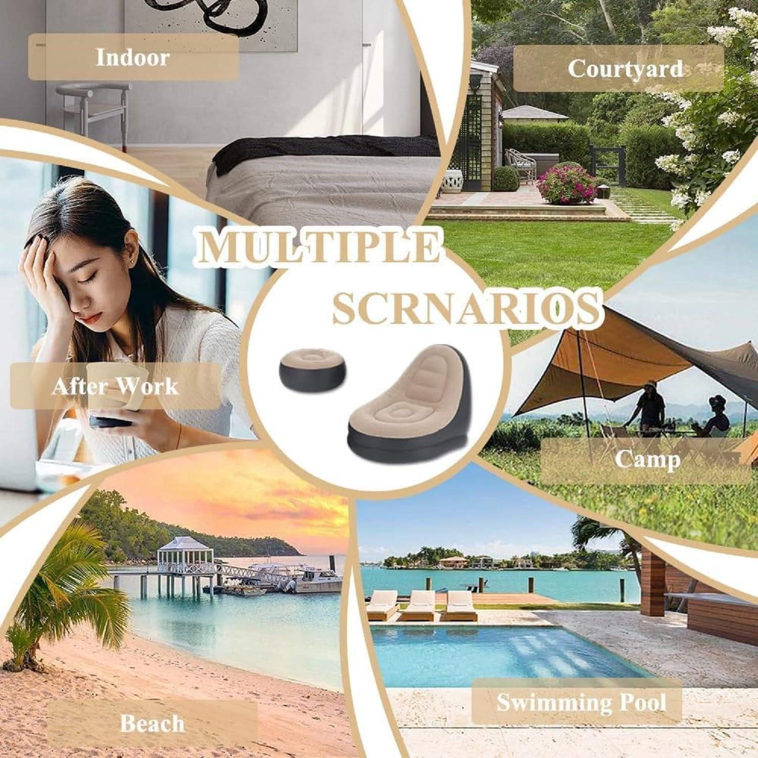 Inflatable Lounge Chair ? Portable Air Sofa Bed with Carry Bag for Outdoor, Camping, Beach & Home ? Waterproof & Lightweight Lazy Air Couch