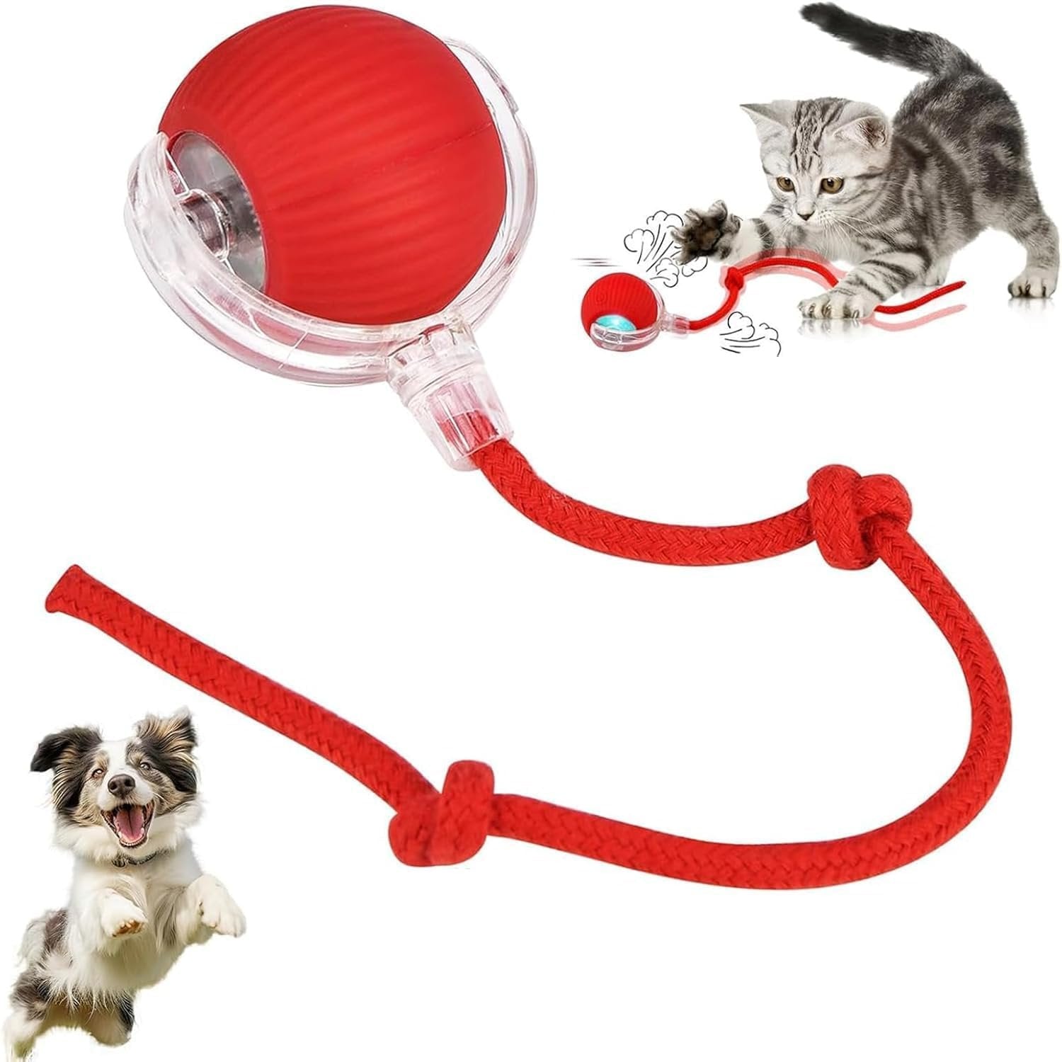 Automatic Cat Teaser Ball ? Interactive Motion Toy with LED Light, Rechargeable Smart Rolling Ball for Indoor Cats, Self-Moving Pet Exercise Toy for Play & Stimulation